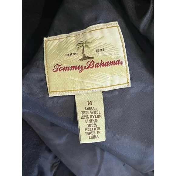 VNTG Tommy Bahama‎ Shirt Jacket Navy Blue Wool Shacket Nylon Size Medium - Picture 2 of 7